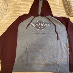 Hard Rock Cafe Maroon and Gray Men's Hoodie
